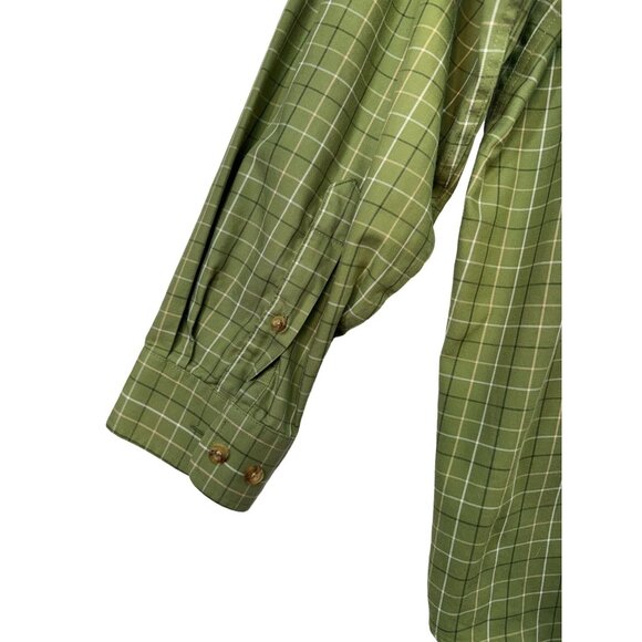 L.L.Bean Mens Long-Sleeve Dress Casual Shirt L Tall Green Plaid Wrinkle Resistan - Picture 11 of 11